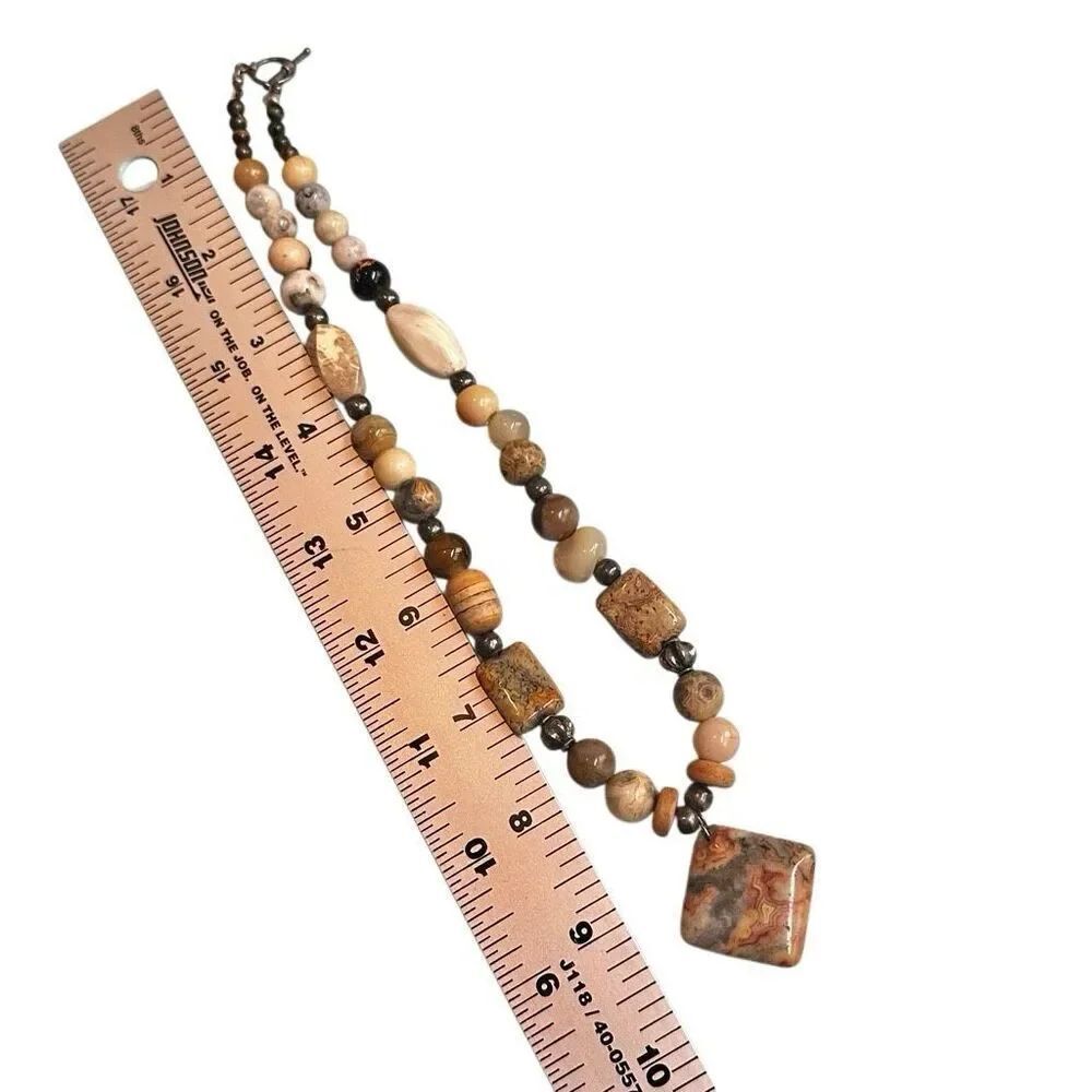Crazy Lace Agate Pendant Necklace – Sterling Clasp, Natural Stone Beads - Picture 13 of 13